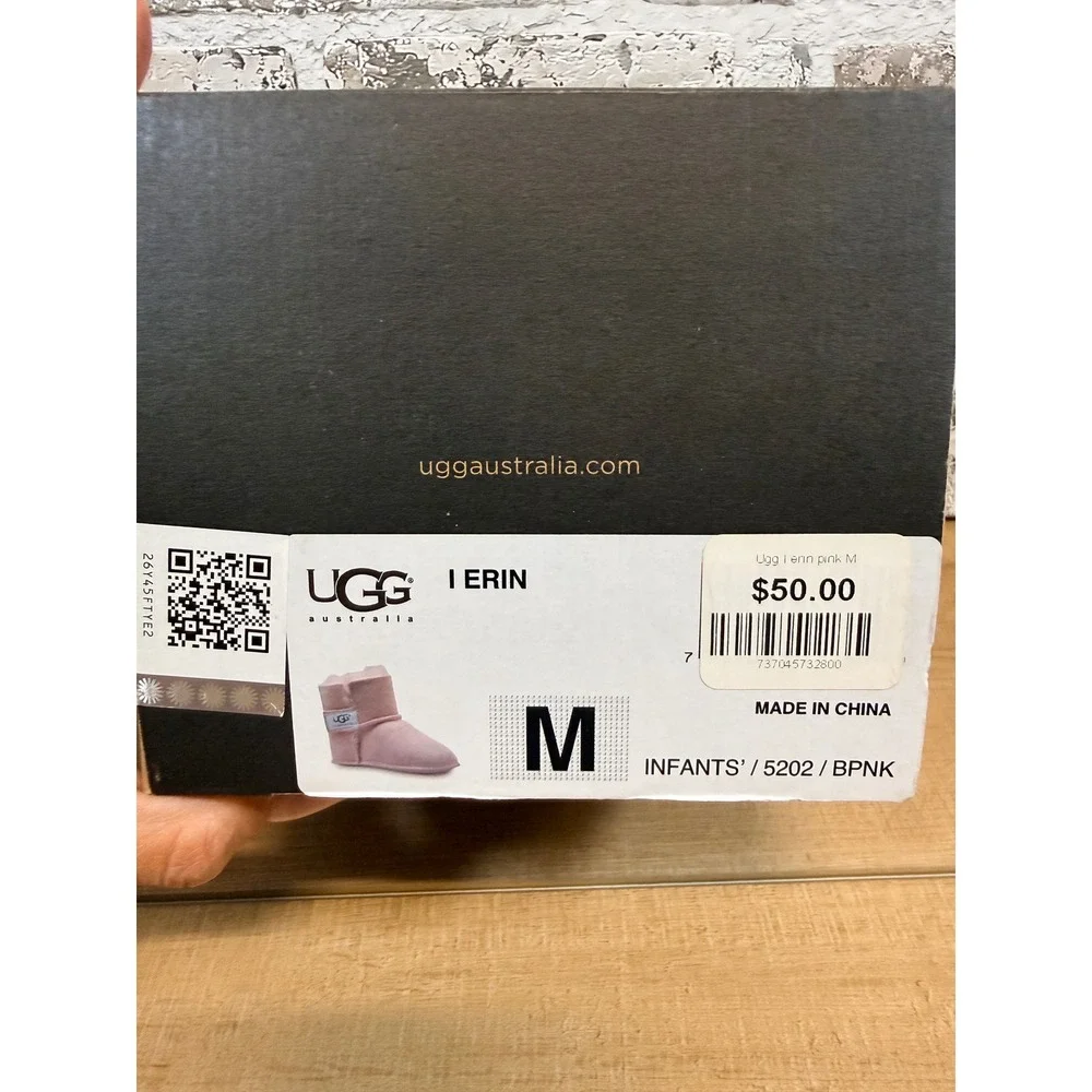 UGG I Erin Bootie Infants Medium 12-18 Months Baby Pink Suede Sheepskin Boot